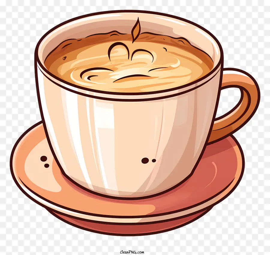 Tasse Kaffee - Karikaturistische Illustration von heißem Kaffee mit Milch