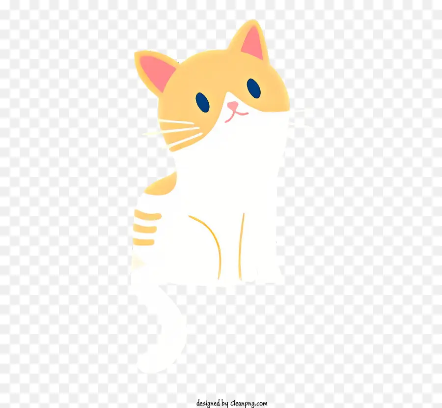 cartoon Katze - Traurige gestreifte Katze mit ausdrucksstarken Augen sitzen