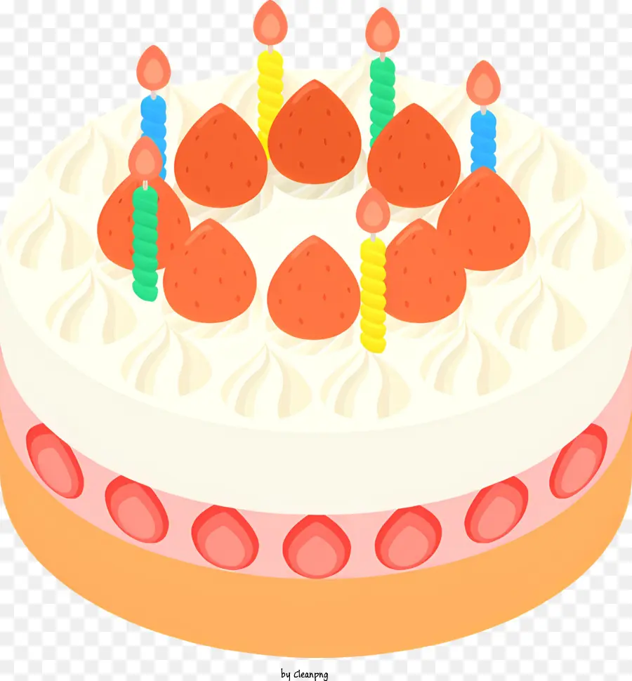 Icon Cake Candles Scheiben Erdbeeren - Kuchen mit Kerzen, Erdbeeren, Kirschen und Blaubeeren
