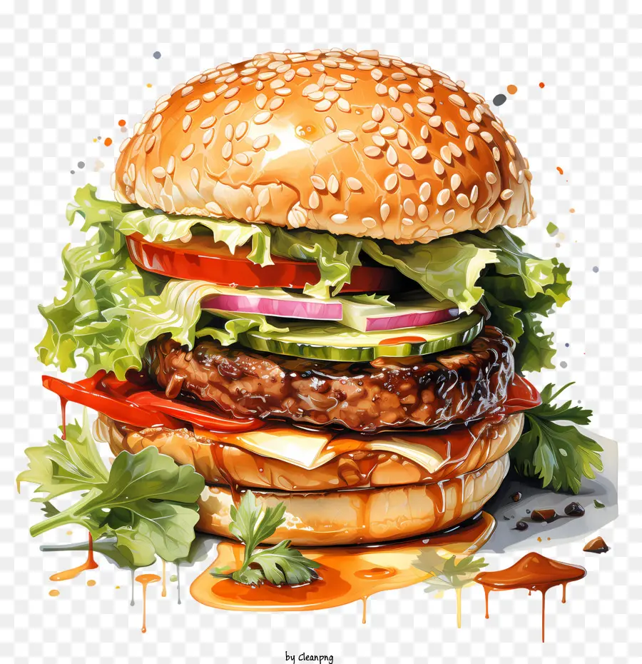 American Burger Burger Cheeseburger Meat Vegebles - 