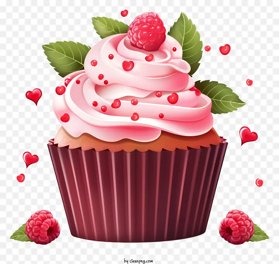 cupcake red velvet cupcake white frosting pink frosting red cherries
