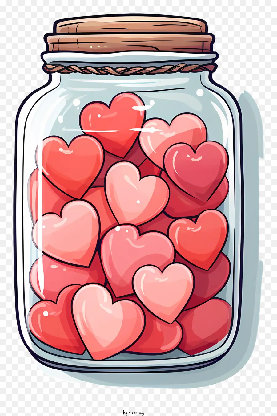 mason jar glass jar heart shaped candies wooden handle pink candies