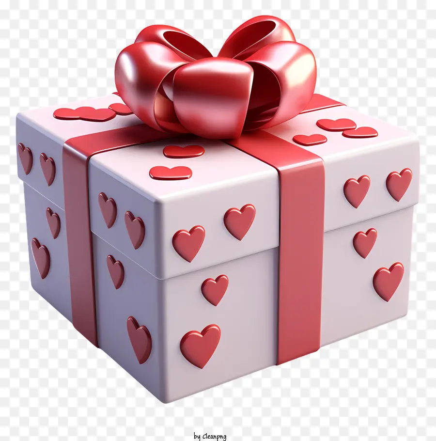 Geschenkbox - Rote Geschenkkiste mit Bug und Herzen