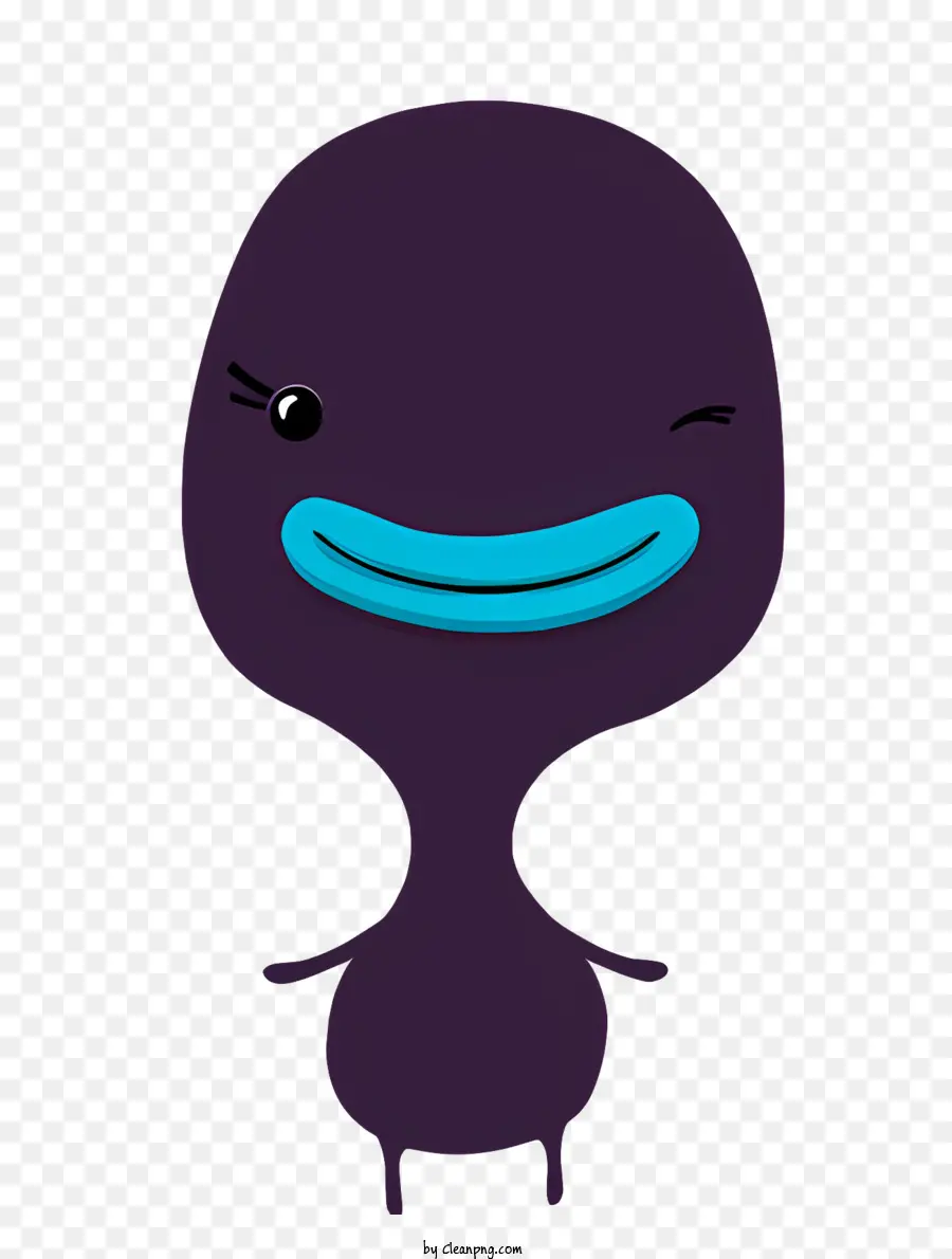 ICON Occhi blu di creatura nera e viola e la lingua viola sorridente di grande bocca - Creatura nera e viola con gli occhi blu