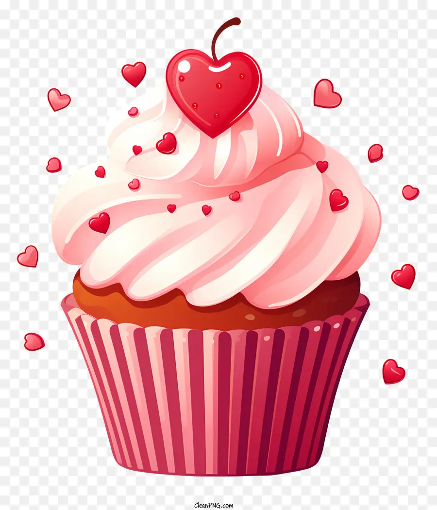 Cupcake Cupcake Pink Cupcake Cupcake với Frosting Cupcake với rắc rắc - Cupcake màu hồng với rắc hình trái tim và confetti