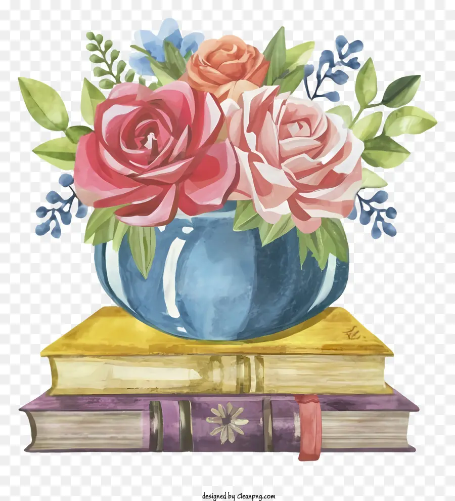 bouquet di fiori - Bouquet colorato di fiori sui libri