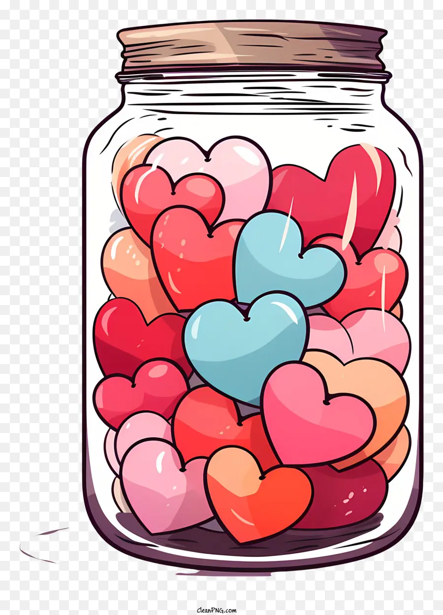 Mason Jar Jar Heart trái tim tan vỡ trái tim đầy màu sắc - Lọ đầy màu sắc của trái tim tan vỡ với đỉnh