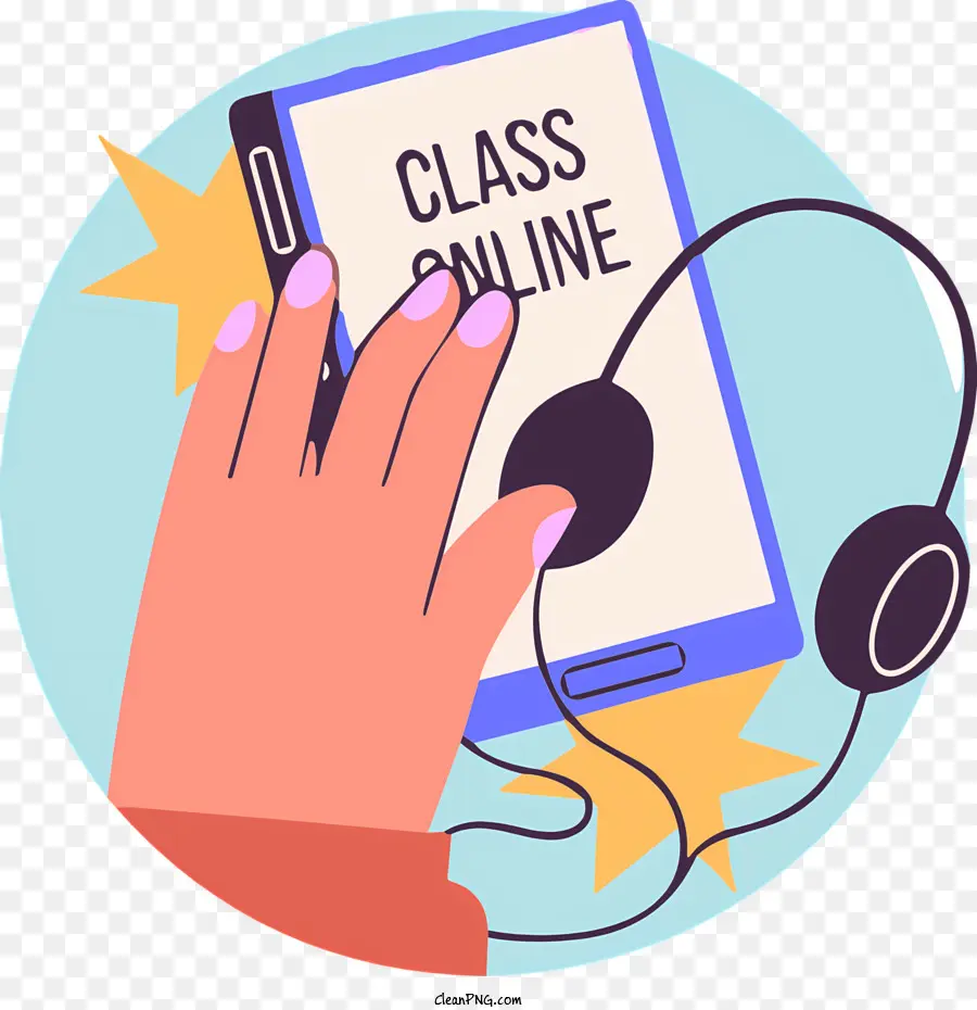 ICON Online-Lernen E-Learning Mobile Bildung Fernunterricht - Person, die Smartphone für Online -Lernen benutzt