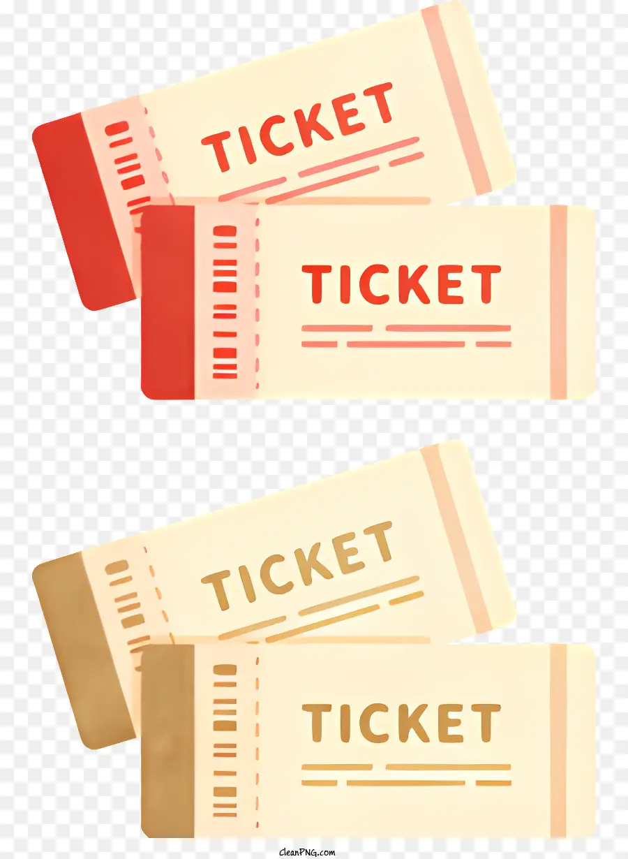 Icon Tickets gestapelte Tickets rote Tickets Orange Tickets - Drei gestapelte Tickets mit zunehmender Größe, farbenfroh