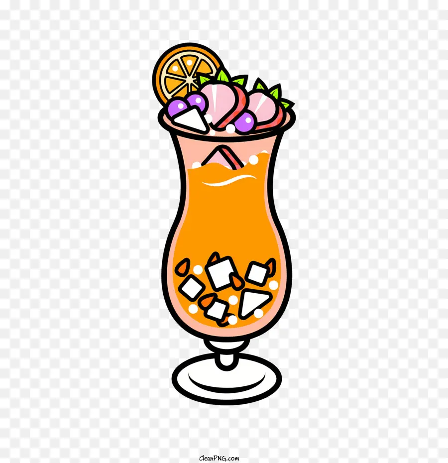 Icon Orange Getränkscheibe orangefarbener Eiswürfel schwarzer Pfeffer - Glas orange Getränk mit Scheiben und Eis