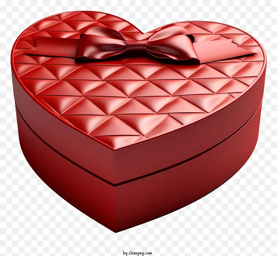 hộp quà - Hộp hình trái tim màu đỏ với vật liệu quilted và cung