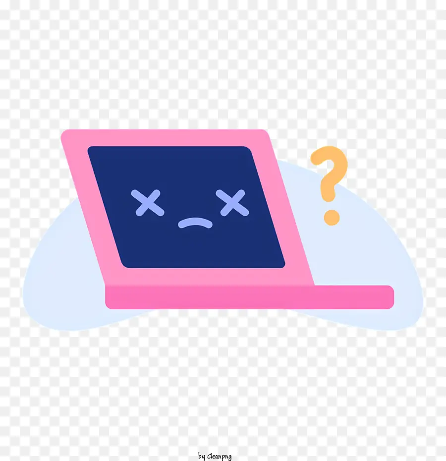 Biểu tượng máy tính xách tay buồn bã màu hồng bìa máy tính xách tay câu hỏi đánh dấu khuôn mặt buồn trên màn hình máy tính xách tay - Khuôn mặt buồn trên màn hình máy tính xách tay với bìa màu hồng
