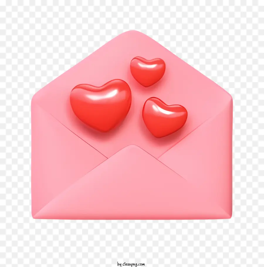 Valentinstag - Rosa Umschlag mit zwei roten Herzeinsätzen