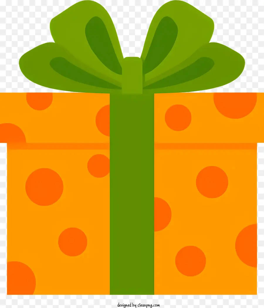 icon present green bow yellow polka dot wrapped gift