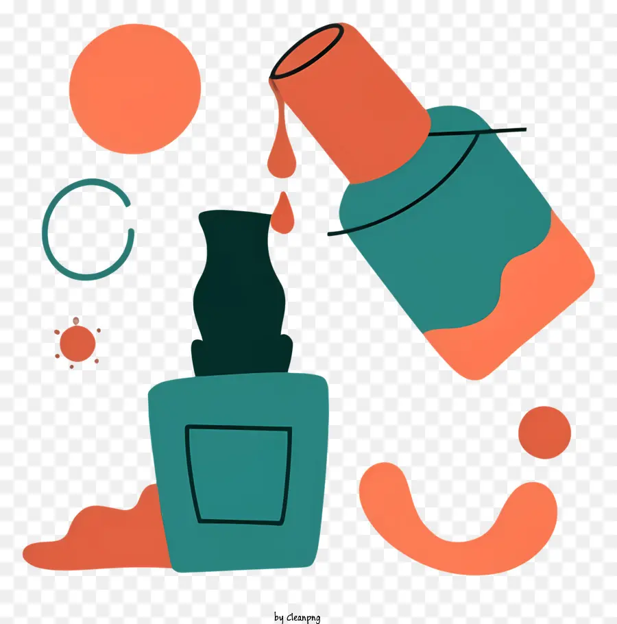 Cartoon -Nagelpack -Flaschen -Nagellack -Designtropfen aus Nagellack abgefüllt Nagellack - Nagellackflasche mit Tropfen auf schwarzem Hintergrund