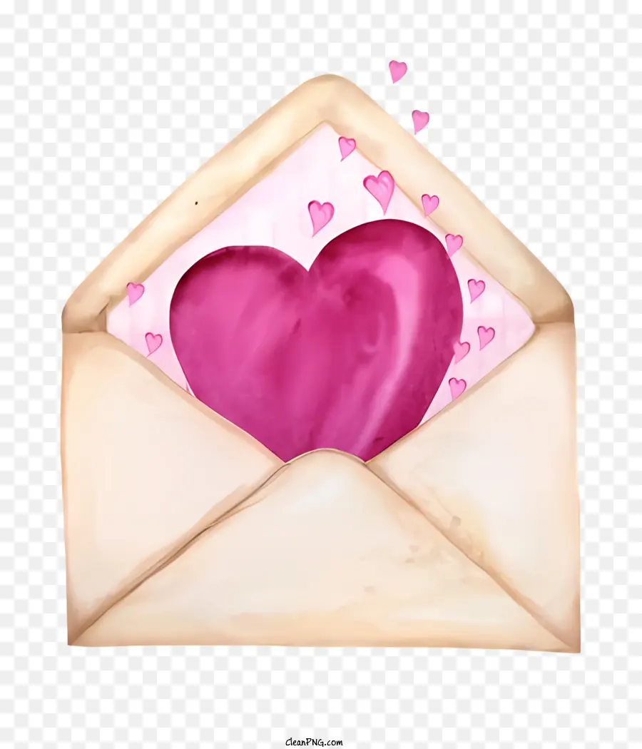 rosa hintergrund - Rotes Herz im Umschlag mit Wasserflecken
