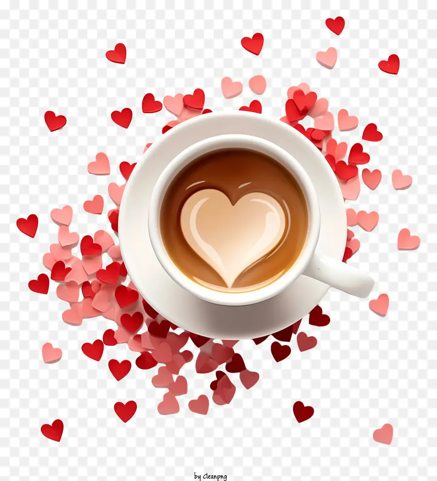 cốc cà phê - Cà phê Cup với trái tim confetti và hơi nước
