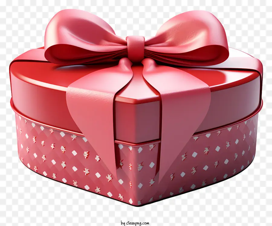 hộp quà - Hộp quà tặng hình trái tim màu đỏ với ruy băng, kim loại