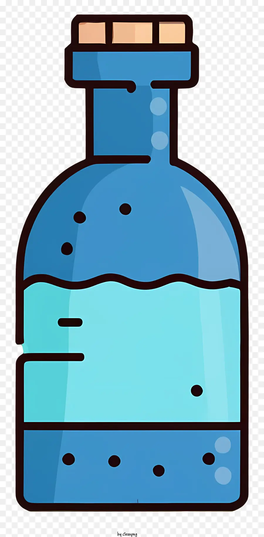 Cartoon Blue Glass Flasche Wasser gefüllt mit Flasche Cork Stopper Flat-Bottomed Flasche - Blaue Glasflasche mit Wasser, Korkenstopper