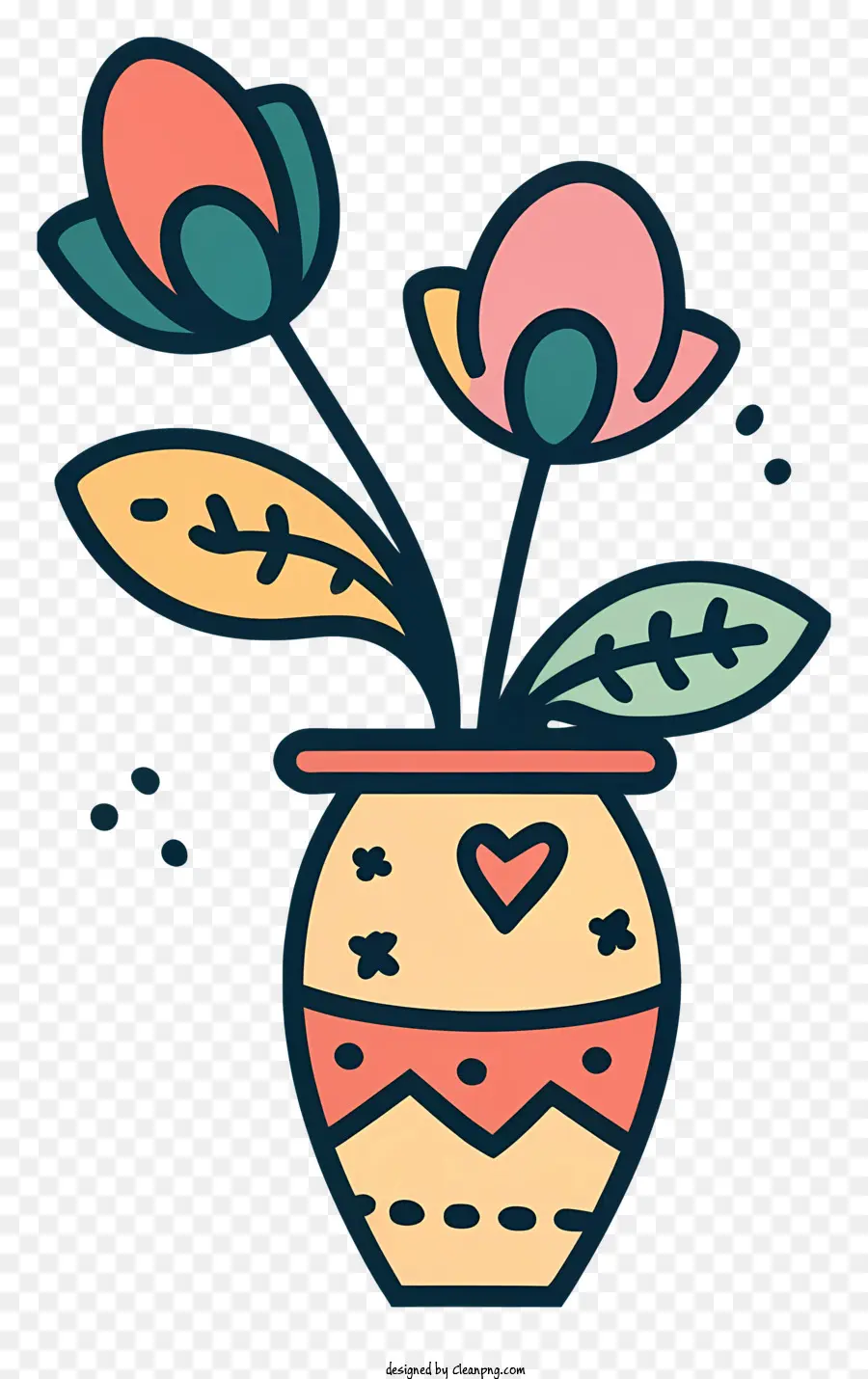 Blumenmuster - Bunte herzförmige Vase mit blühenden Blumen