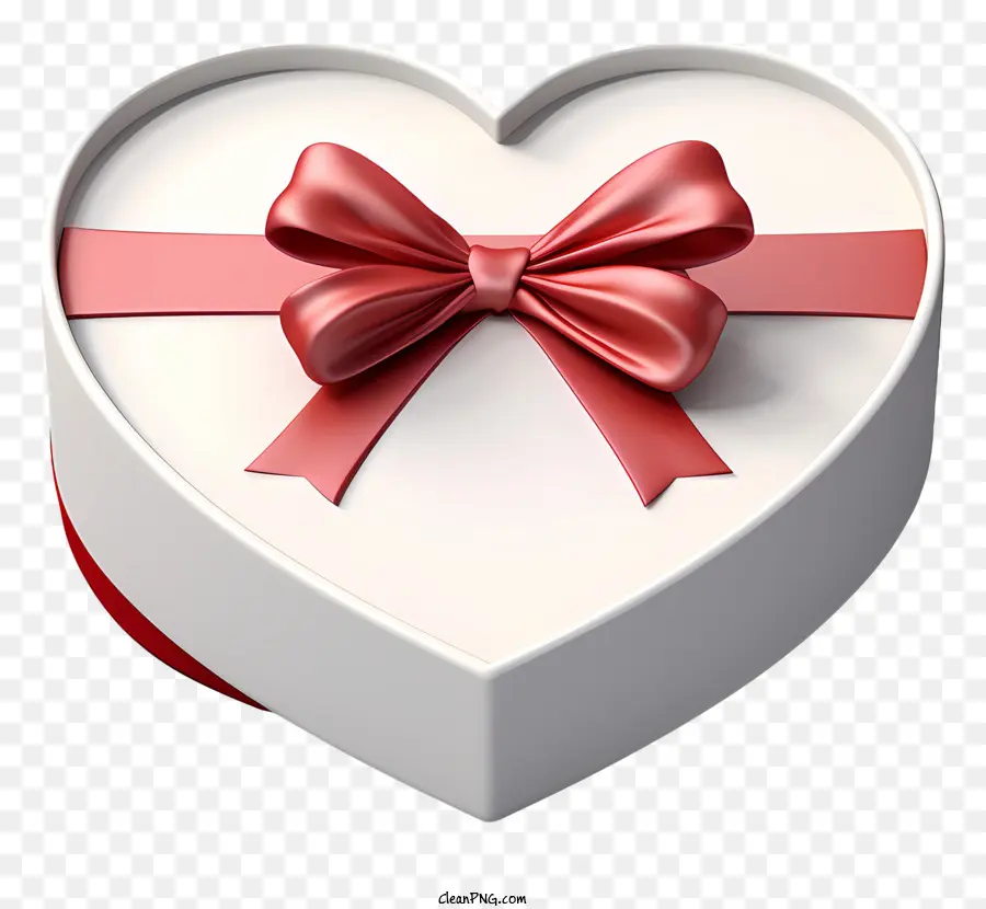 hộp quà - Hộp hình trái tim trắng với nơ đỏ