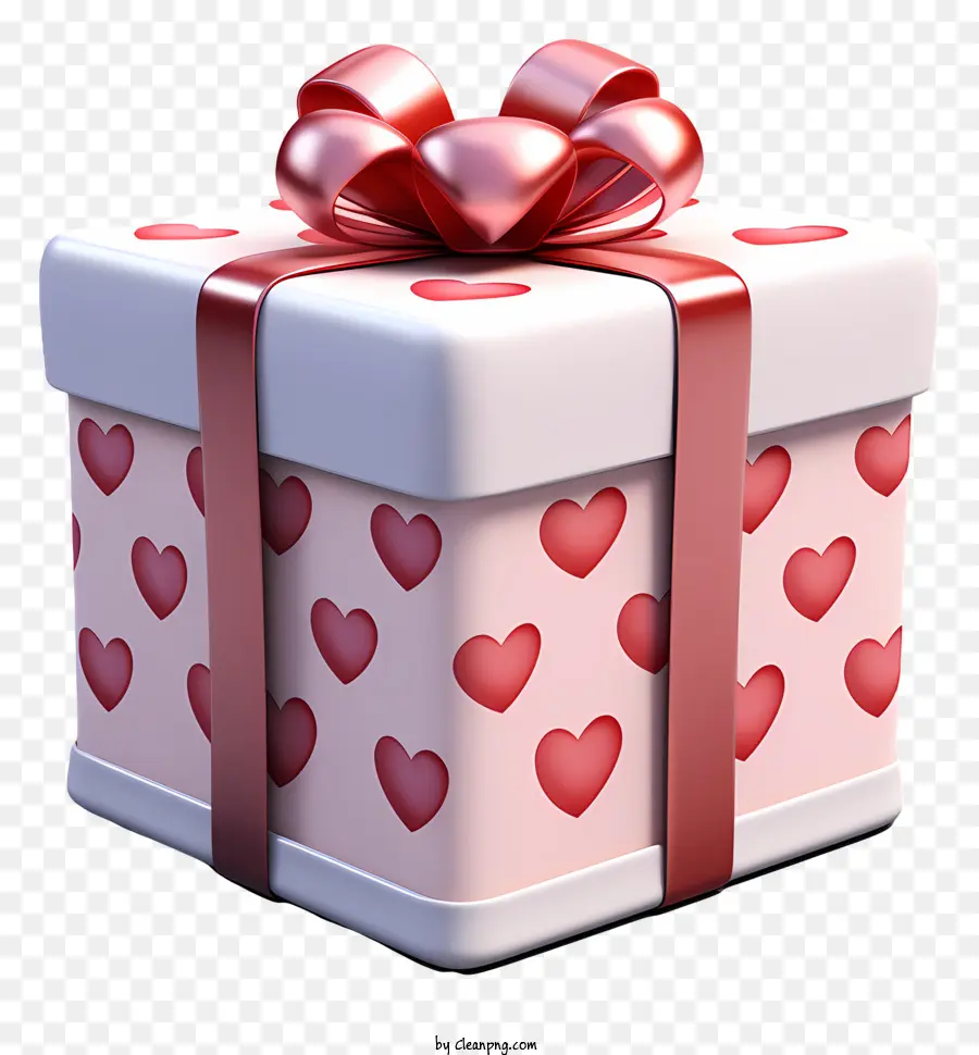 scatola regalo - Scatola regalo rosa con fiocco rosso e cuori