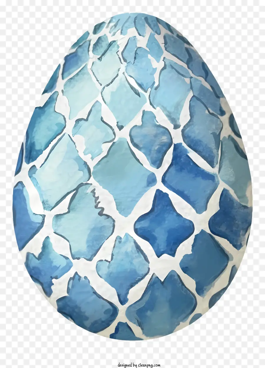 Cartoon Egg Art Blau und Weiße Muster abstraktes Ei -Design minimalistisches Eiermalerei - Zusammenfassung, künstlerisches Ei mit blauen und weißen Mustern