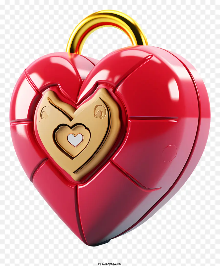 nhẫn vàng - Người giữ chìa khóa trái tim kim loại màu đỏ với vòng vàng