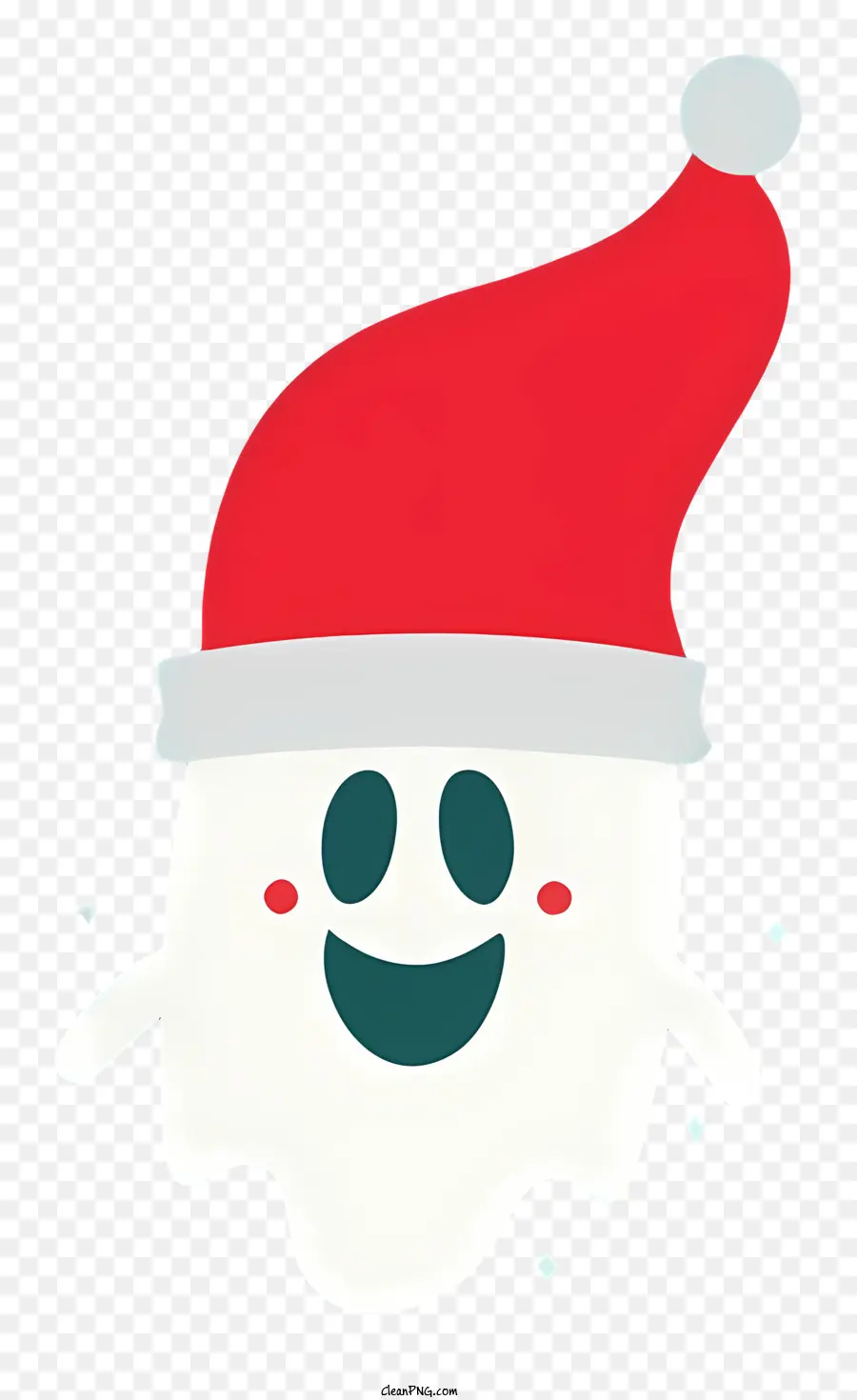 Cartoon lächelnd Ghost Santa Hat Ghost Fröhlicher Geist transparenter Geist - Lächelnd, transparenter Geist im Weihnachtsmann -Hut winkte
