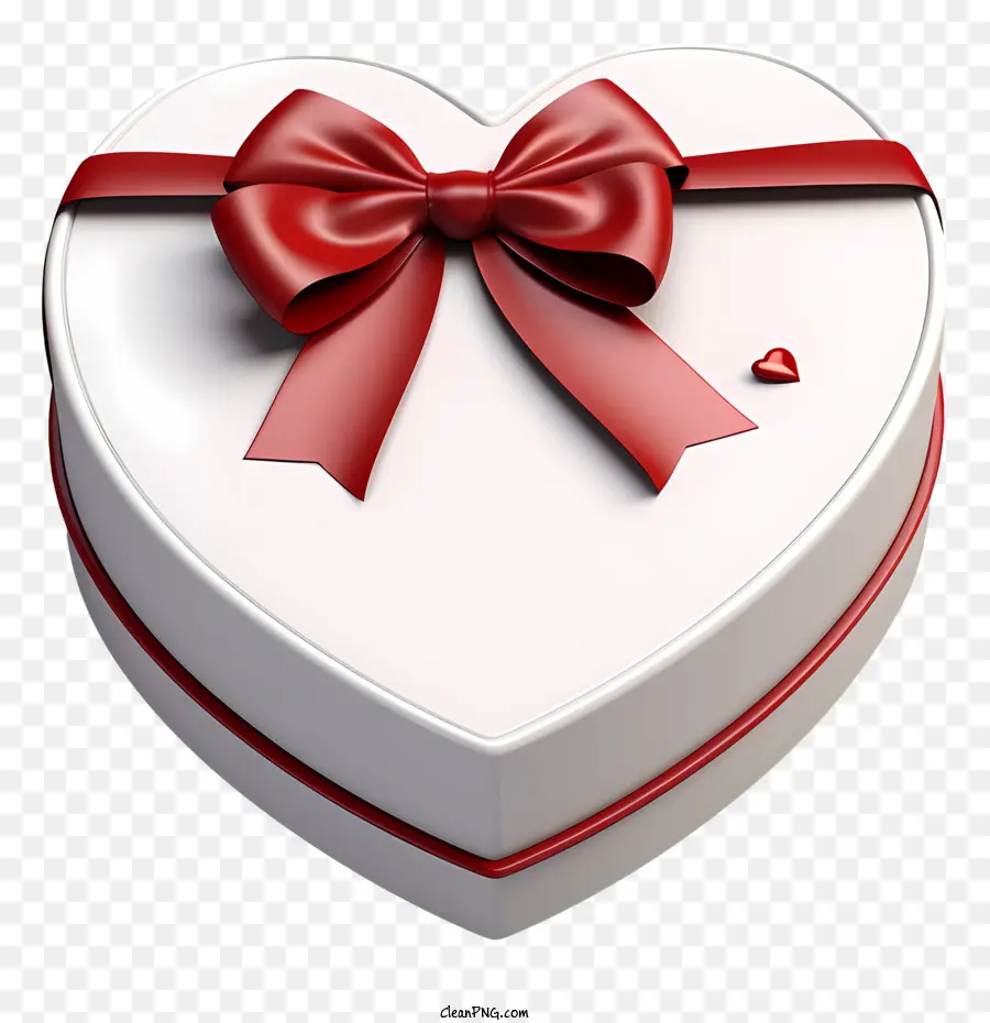 hộp quà - Hộp hình trái tim trắng với cây cung màu đỏ