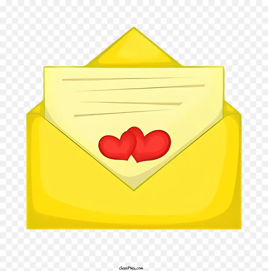 Mail gelbe Hüllkurve Rote Herzen Wachs Seal Open Hüllkurve - Öffnen Sie die gelbe Hülle mit versiegelten roten Herzen