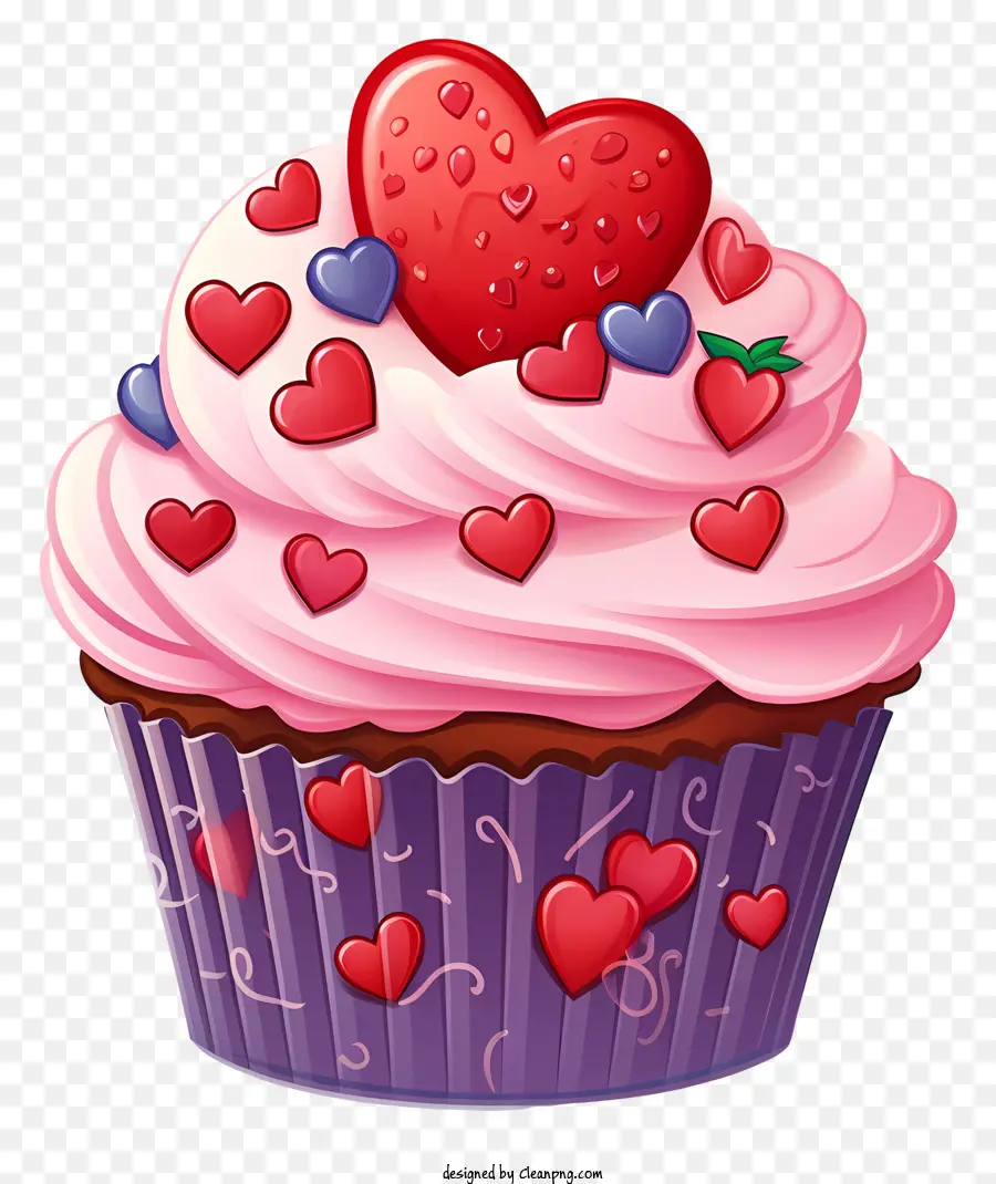 cupcake cupcake rosa cupcake glassa di caramelle - Cupcake colorato con decorazioni di caramelle a forma di cuore