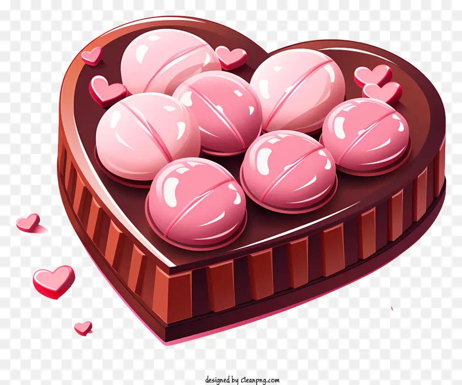 cioccolato - Scatola di cioccolato a forma di cuore con caramelle rosa all'interno
