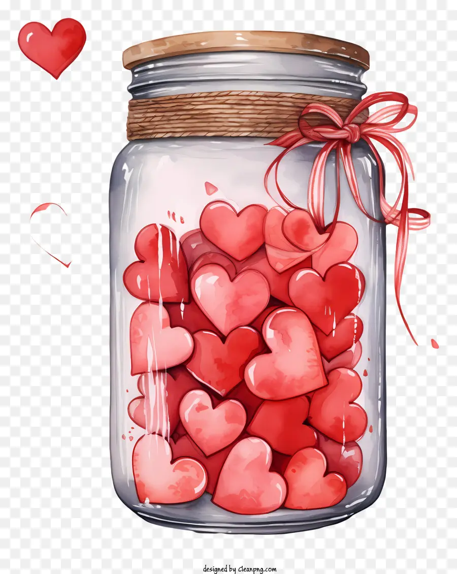 Ngày Valentine - Lọ chứa đầy trái tim màu đỏ với nước tràn trên màu đen