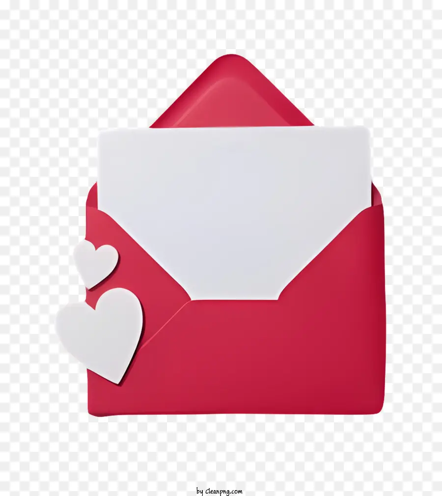 Valentinstag - Roter Umschlag mit herzförmigem Papier im Inneren