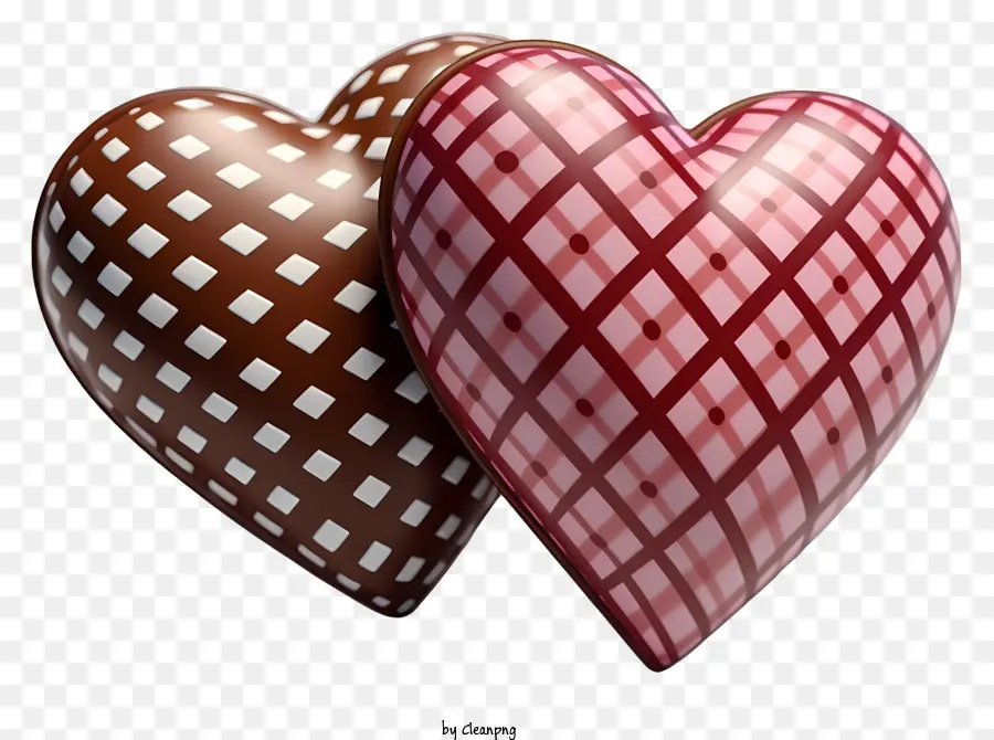 Herzform - Elegantes Bild von zusammengefügten und roten Schokoladenherzen