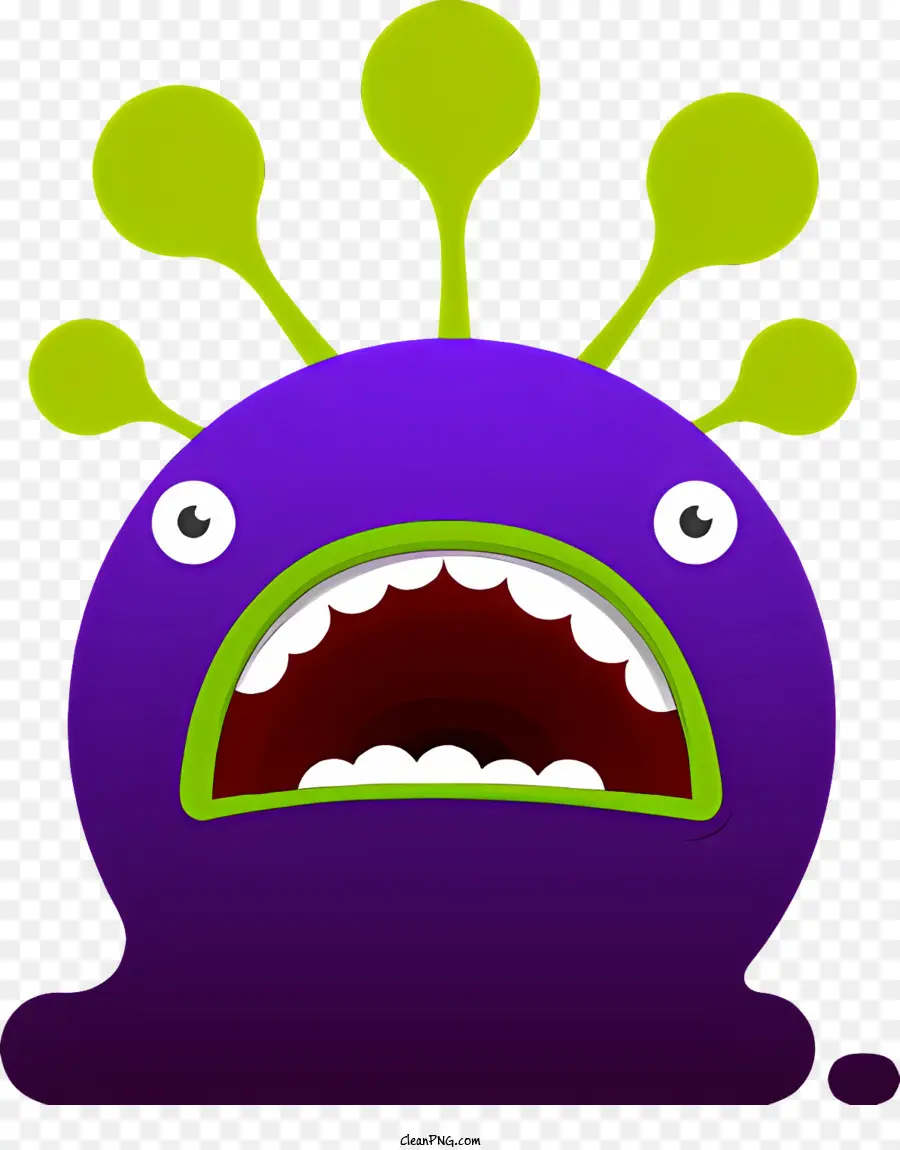 biểu tượng quái vật màu xanh lá cây và màu tím với răng tức giận sinh vật đe dọa sinh vật - Tức giận, quái vật xanh và tím có nhiều răng