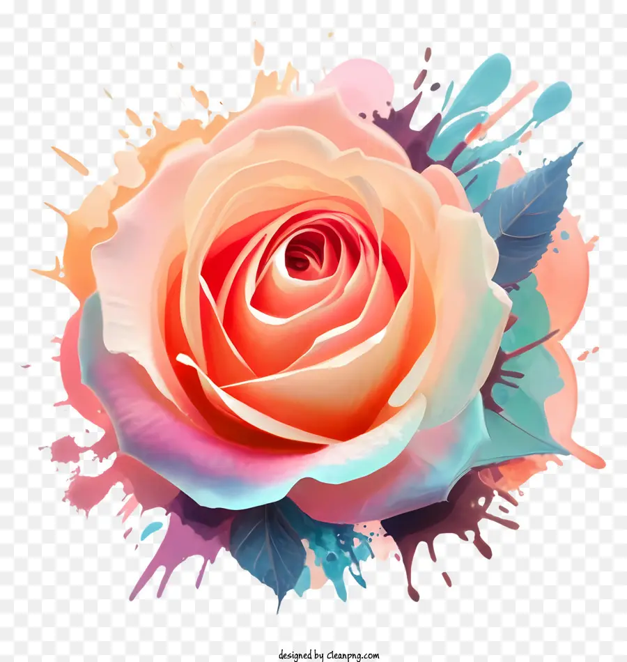 Rose - Lebendiger Aquarellmalerei einer Rose mit Tröpfchen
