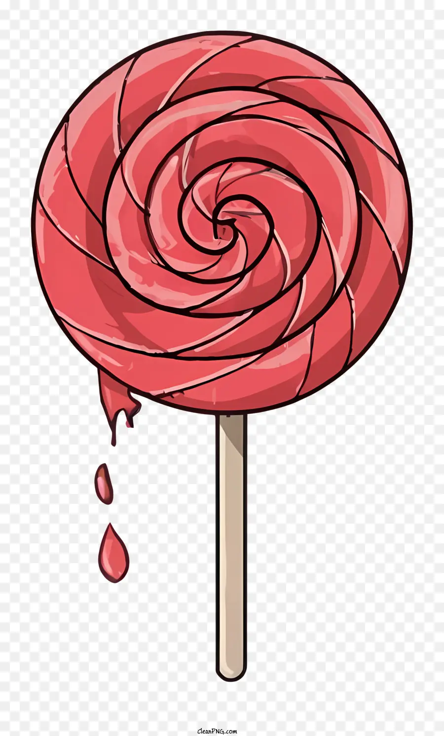 Cartoon Lollipop Candy Red Swirl Design - Lollipop di caramelle colorate sul bastone tenuto a mano