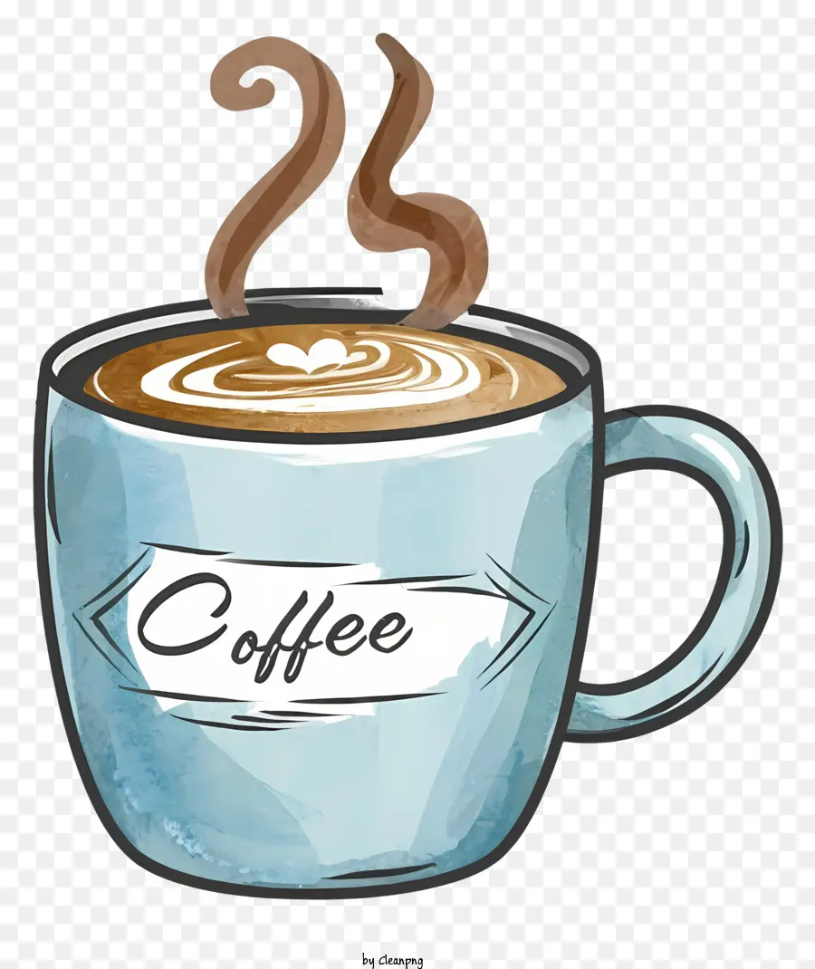 tazza di caffè - Tazza di caffè blu con vapore su sfondo nero