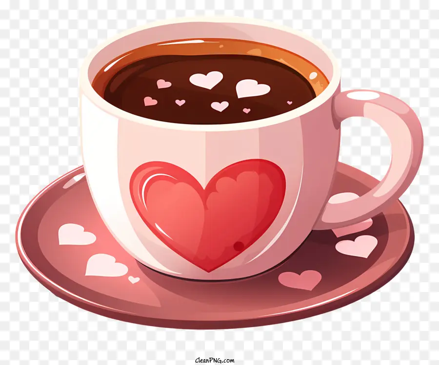 cốc cà phê - Cà phê Cup với hoa văn trái tim trên đĩa