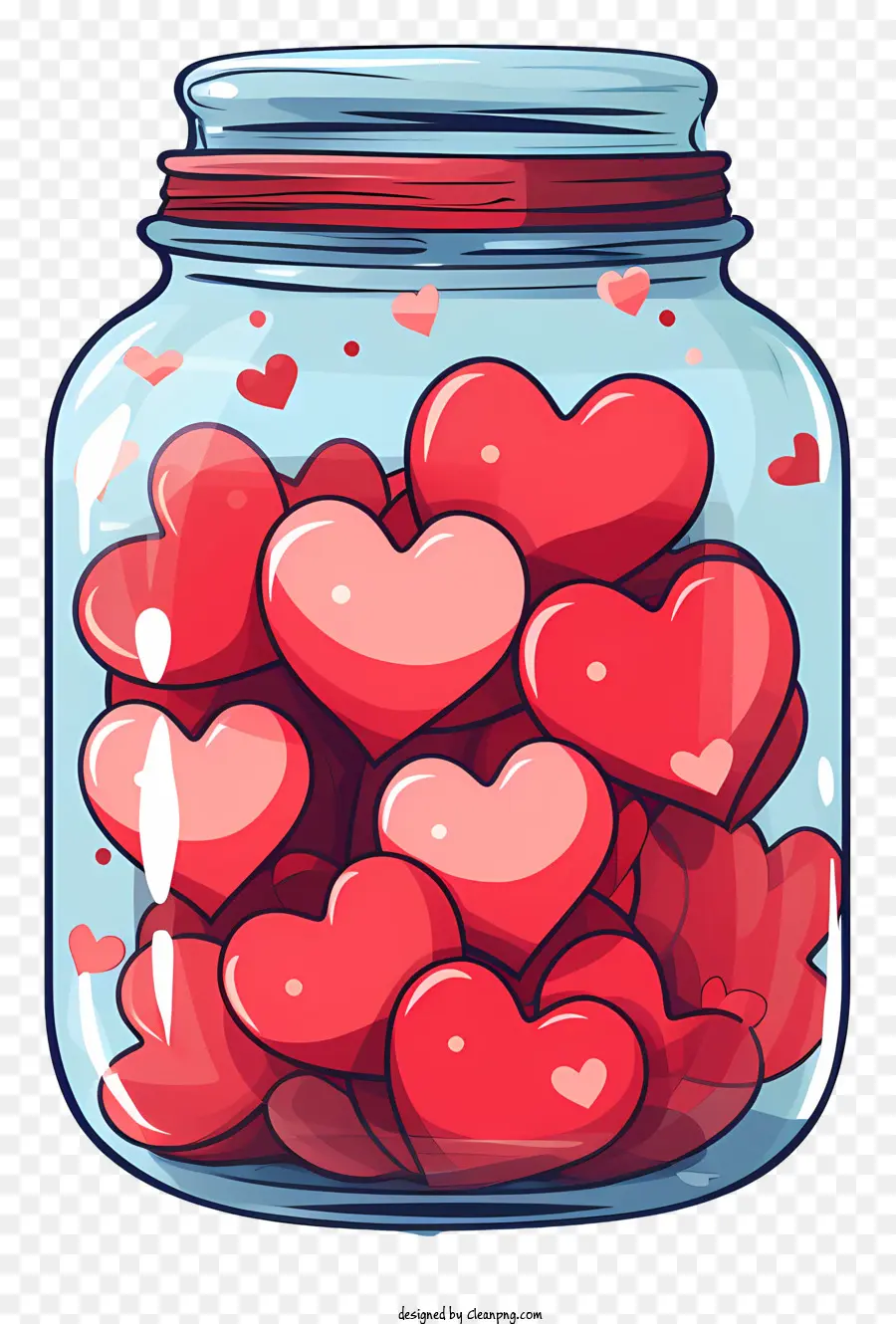 Mason Jar Glass Heart Mason Jar Red Hearts Jar trong suốt - Vật hình trái tim trong bình Mason với trái tim màu đỏ nổi