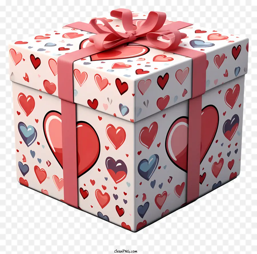 scatola regalo - Scatola a forma di cuore con nastro su sfondo nero