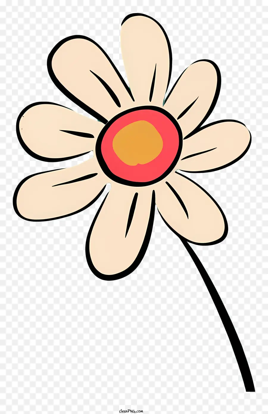 daisy fiore - Cartone animato minimalista margherita con petali bianchi e centro giallo