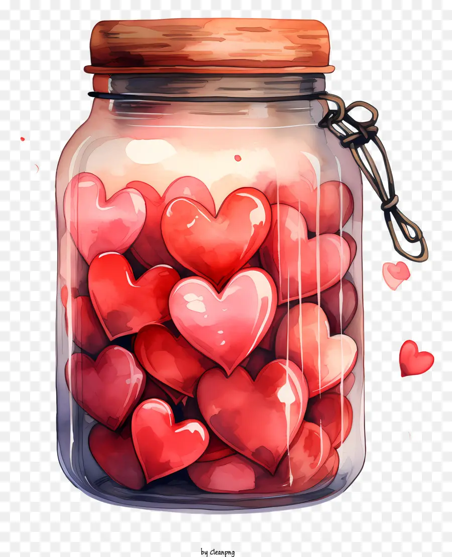 mason jar glass jar red hearts black background wooden stick