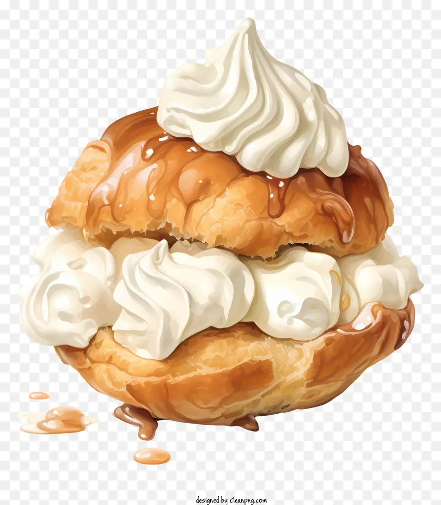 nền trắng - Bánh ngọt tròn với kem đánh bông và đường bột
