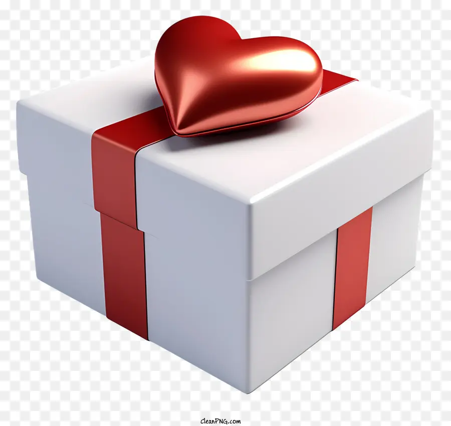 Geschenkbox - Weiße Geschenkbox mit rotem Bogen und Herz