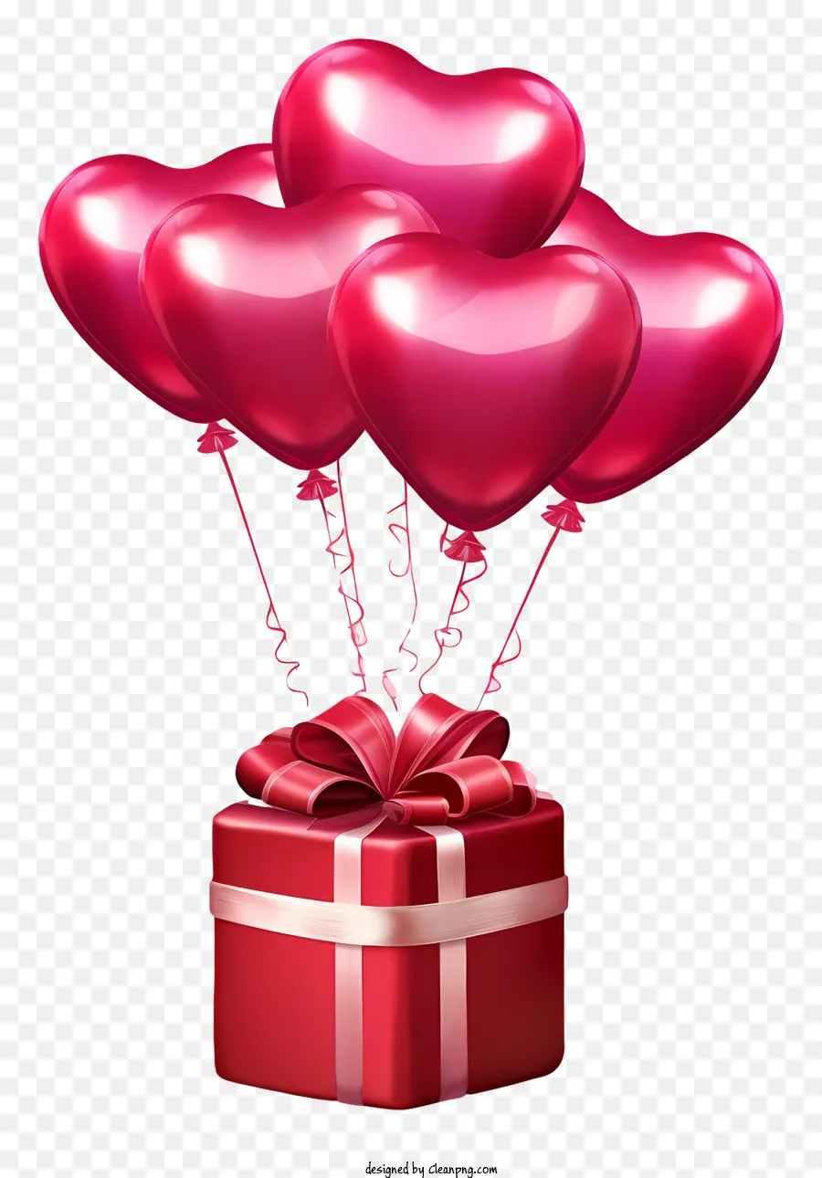 Geschenkbox - Herzförmige Luftballons in Geschenkbox, dramatisch