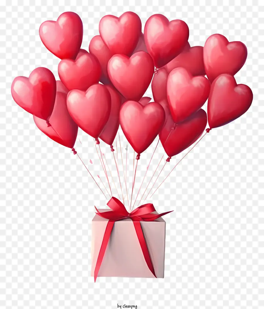 rote Luftballons - Herzförmige rote Ballonarrangement in Geschenkbox