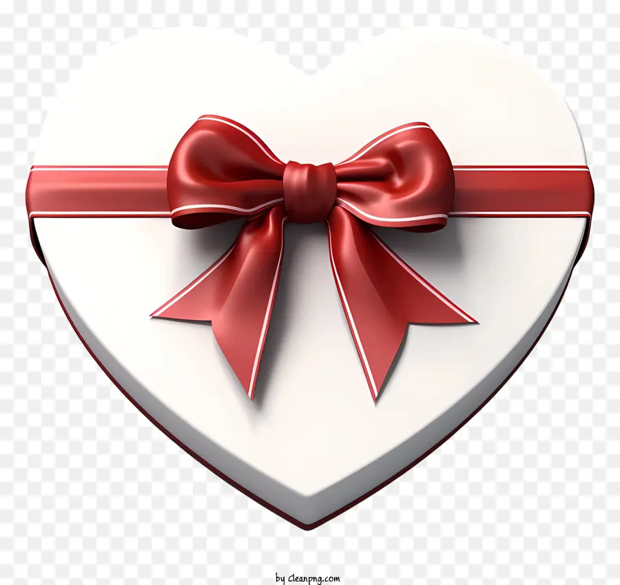Geschenkbox - Weißes Herz mit rotem Bogen auf Schwarz